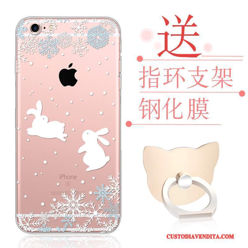 Custodia iPhone 6/6s Plus Cartone Animato Morbido Trasparente, Cover iPhone 6/6s Plus Silicone Tutto Incluso Rosa