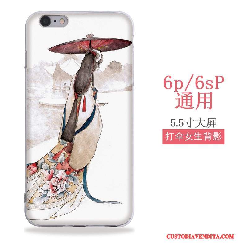 Custodia iPhone 6/6s Plus Colore Ventotelefono, Cover iPhone 6/6s Plus Goffratura Arte Stile Cinese