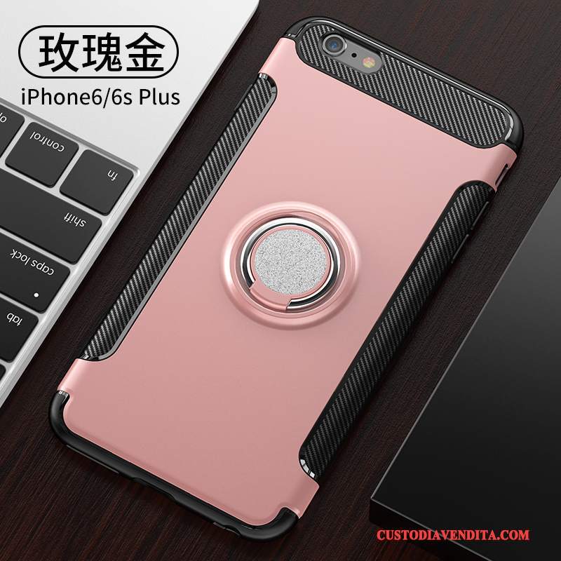 Custodia iPhone 6/6s Plus Creativo Supporto Tutto Incluso, Cover iPhone 6/6s Plus Silicone Ring Oro