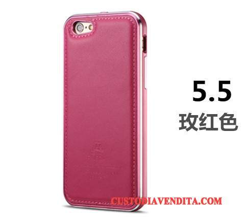 Custodia iPhone 6/6s Plus Pelle Affari Nero, Cover iPhone 6/6s Plus Protezione Telefono Metallo