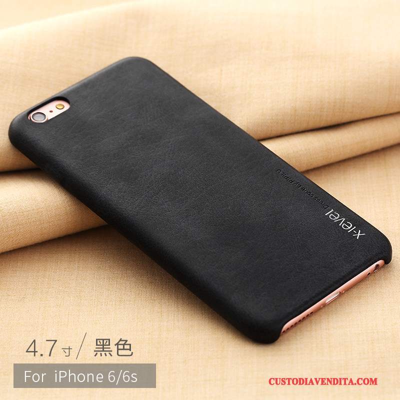 Custodia iPhone 6/6s Plus Pelle Lusso Di Personalità, Cover iPhone 6/6s Plus Telefono Nero