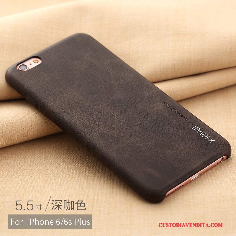 Custodia iPhone 6/6s Plus Pelle Lusso Di Personalità, Cover iPhone 6/6s Plus Telefono Nero