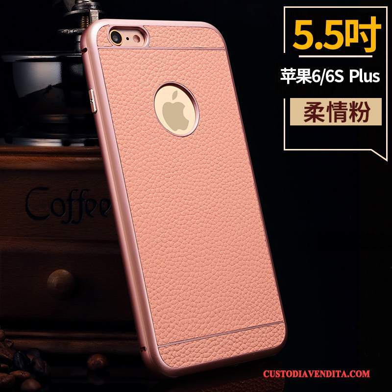 Custodia iPhone 6/6s Plus Pelle Metallo Nuovo, Cover iPhone 6/6s Plus Protezione Telaiotelefono