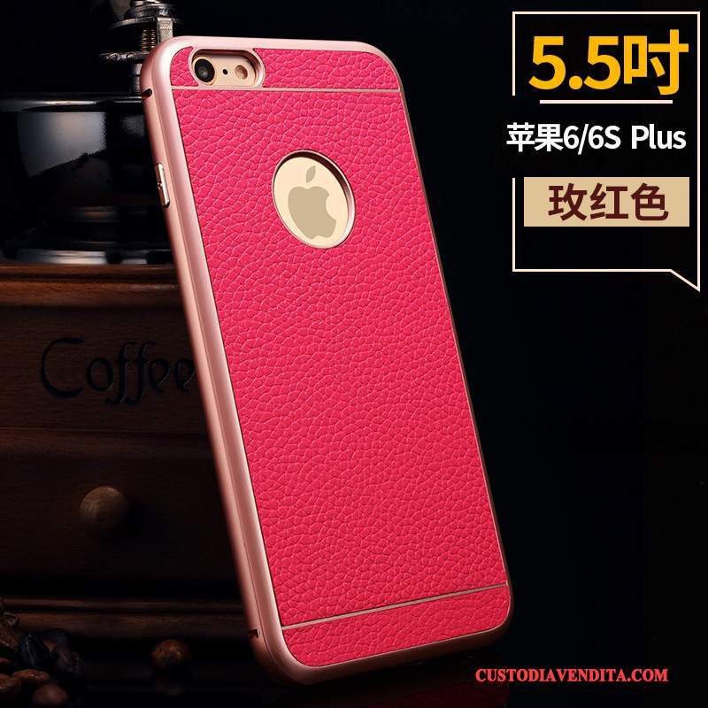 Custodia iPhone 6/6s Plus Pelle Metallo Nuovo, Cover iPhone 6/6s Plus Protezione Telaiotelefono