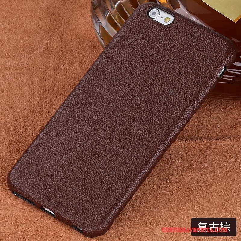 Custodia iPhone 6/6s Plus Pelle Nero Anti-caduta, Cover iPhone 6/6s Plus Protezione Marchio Di Tendenza Tutto Incluso