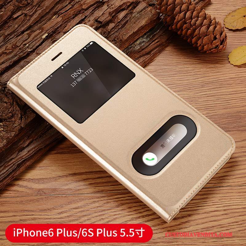 Custodia iPhone 6/6s Plus Pelle Telefono Oro, Cover iPhone 6/6s Plus Protezione Anti-caduta