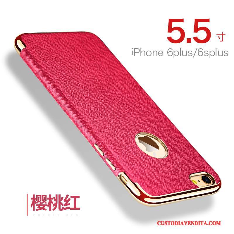 Custodia iPhone 6/6s Plus Pelle Telefono Rosso, Cover iPhone 6/6s Plus Qualità Magnetico