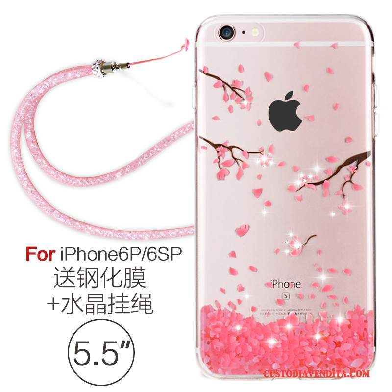 Custodia iPhone 6/6s Plus Protezione Morbido Lusso, Cover iPhone 6/6s Plus Creativo Rosa Tendenza