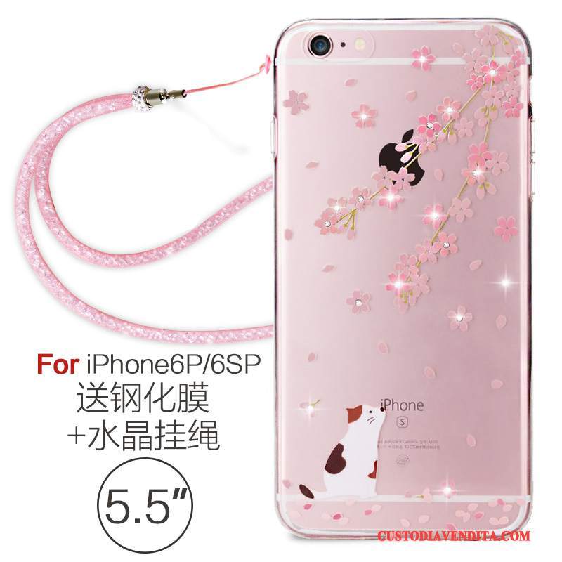 Custodia iPhone 6/6s Plus Protezione Morbido Lusso, Cover iPhone 6/6s Plus Creativo Rosa Tendenza