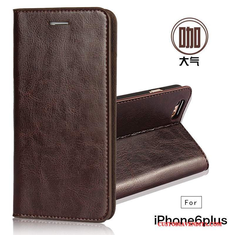 Custodia iPhone 6/6s Plus Protezione Telefono Anti-caduta, Cover iPhone 6/6s Plus Portafoglio Marrone