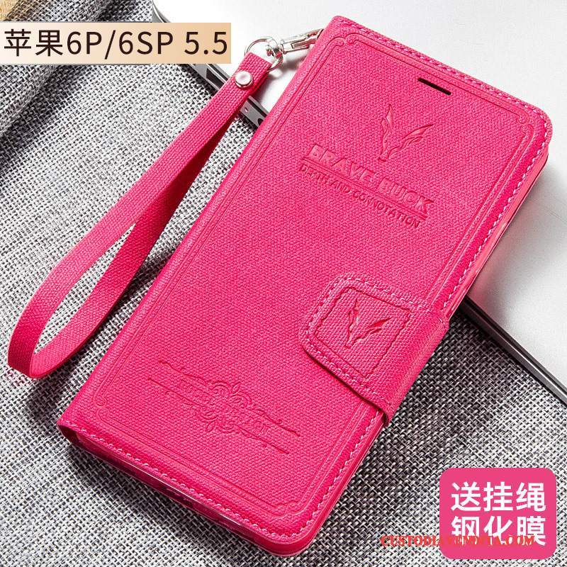 Custodia iPhone 6/6s Plus Protezione Telefono Tutto Incluso, Cover iPhone 6/6s Plus Pelle Rosso Anti-caduta