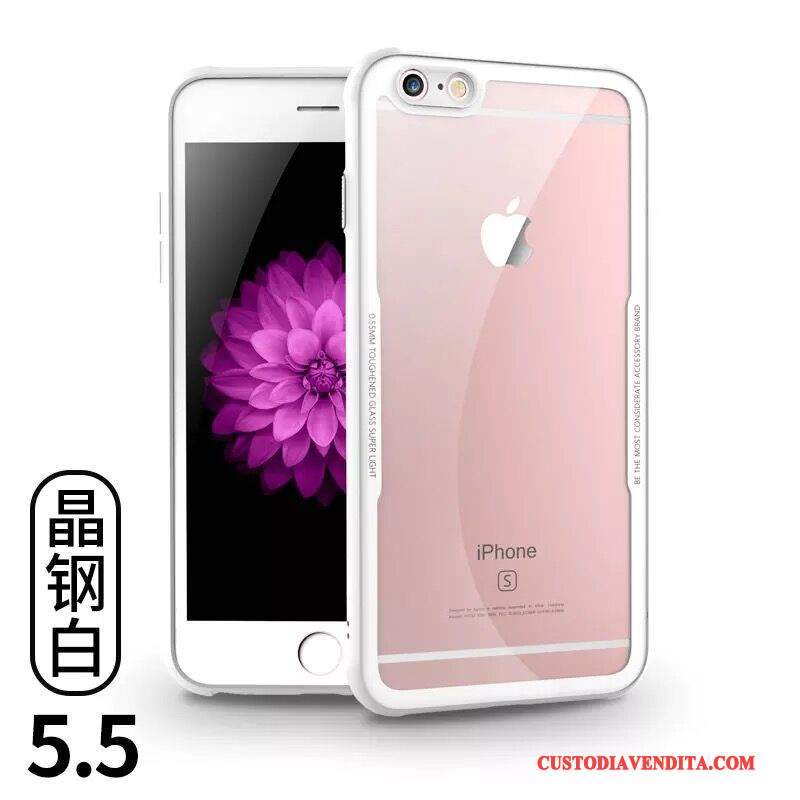 Custodia iPhone 6/6s Plus Protezione Vetro Temperato Anti-caduta, Cover iPhone 6/6s Plus Bianco Trasparente