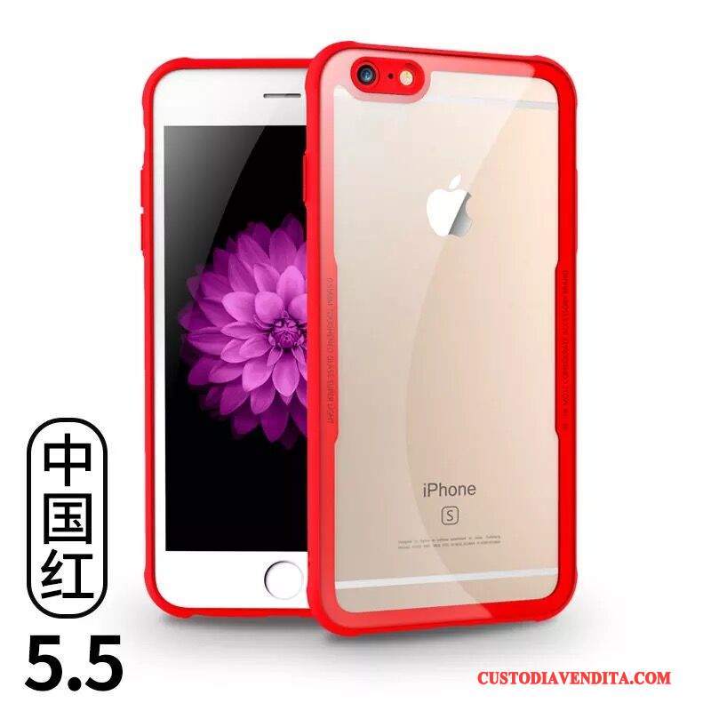 Custodia iPhone 6/6s Plus Protezione Vetro Temperato Anti-caduta, Cover iPhone 6/6s Plus Bianco Trasparente