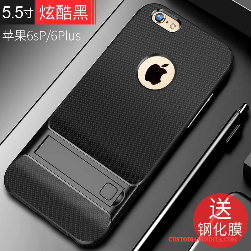 Custodia iPhone 6/6s Plus Silicone Anti-caduta Tendenza, Cover iPhone 6/6s Plus Protezione Nero Tutto Incluso