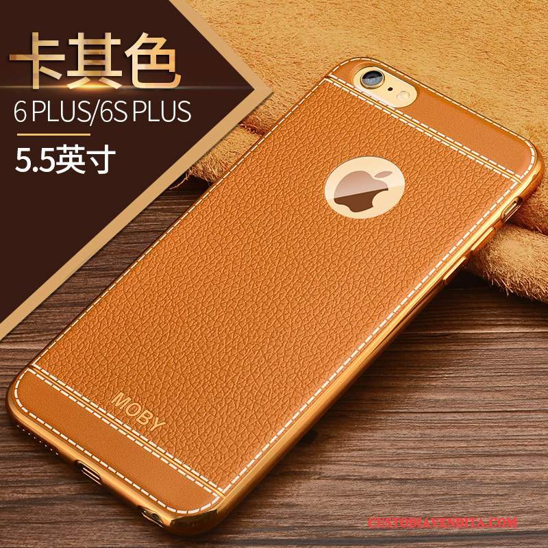 Custodia iPhone 6/6s Plus Silicone Morbido Sottili, Cover iPhone 6/6s Plus Colore Telaio Oro