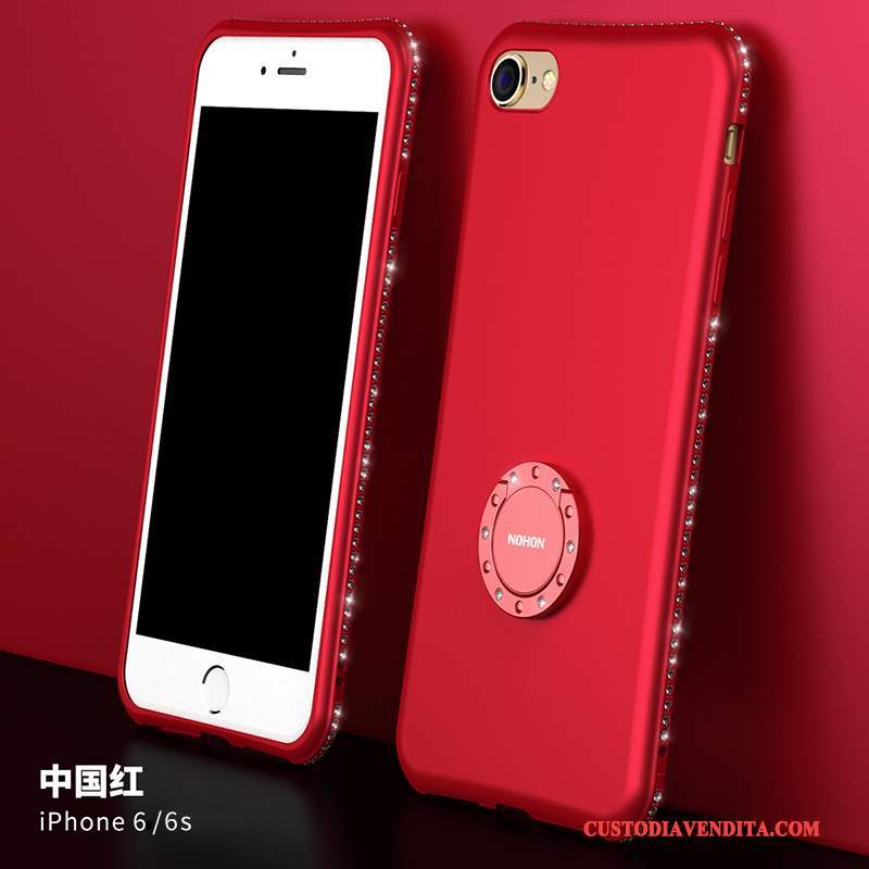 Custodia iPhone 6/6s Plus Strass Morbido Anti-caduta, Cover iPhone 6/6s Plus Silicone Rosso Tendenza