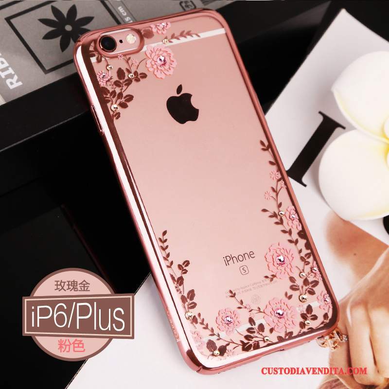 Custodia iPhone 6/6s Plus Strass Telefono Tutto Incluso, Cover iPhone 6/6s Plus Rosa Elegante