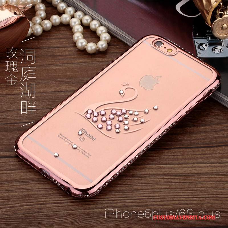 Custodia iPhone 6/6s Plus Strass Tendenza Oro, Cover iPhone 6/6s Plus Rosatelefono