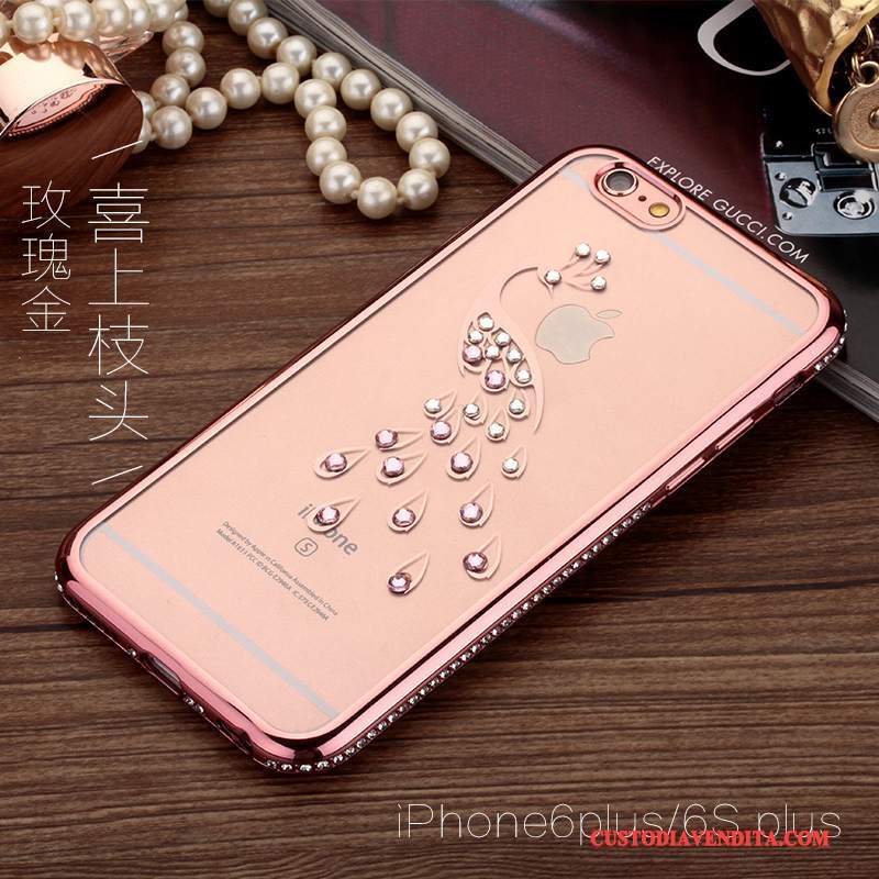 Custodia iPhone 6/6s Plus Strass Tendenza Oro, Cover iPhone 6/6s Plus Rosatelefono