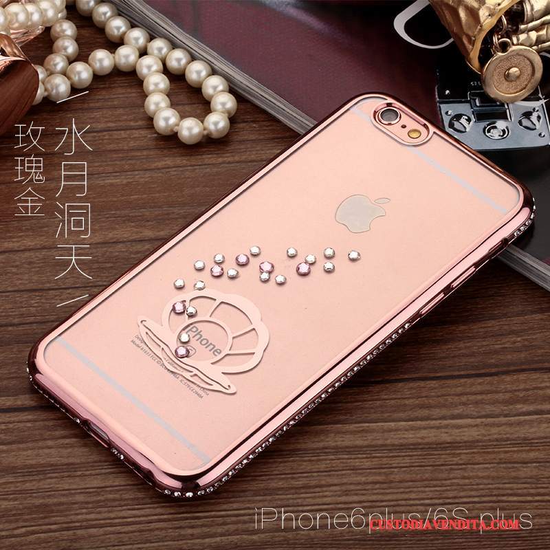 Custodia iPhone 6/6s Plus Strass Tendenza Oro, Cover iPhone 6/6s Plus Rosatelefono