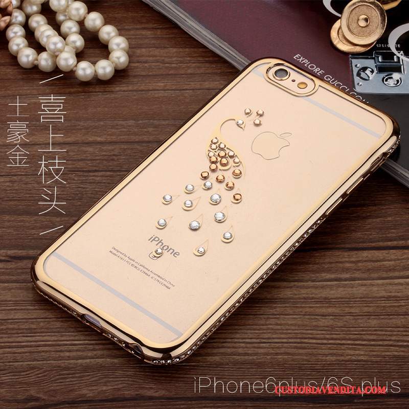 Custodia iPhone 6/6s Plus Strass Tendenza Oro, Cover iPhone 6/6s Plus Rosatelefono