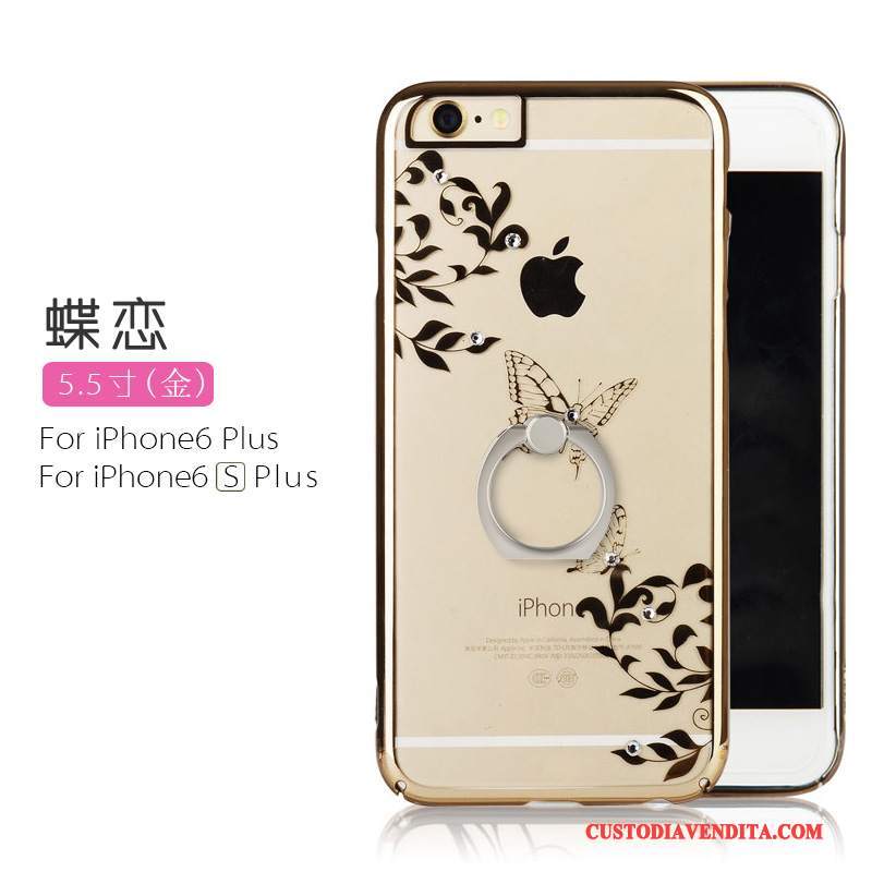 Custodia iPhone 6/6s Plus Strass Trasparente Ring, Cover iPhone 6/6s Plus Goffratura Difficiletelefono