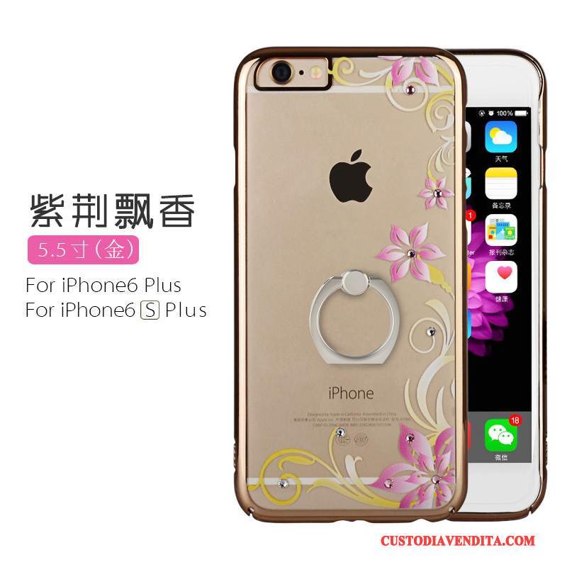 Custodia iPhone 6/6s Plus Strass Trasparente Ring, Cover iPhone 6/6s Plus Goffratura Difficiletelefono