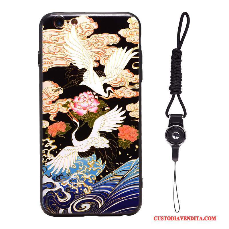 Custodia iPhone 6/6s Plus Vintage Telefono Gru, Cover iPhone 6/6s Plus Goffratura Ornamenti Appesi Onde Del Mare