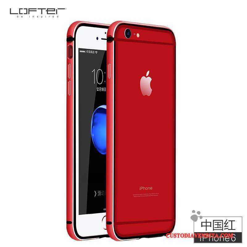 Custodia iPhone 6/6s Silicone Anti-caduta Metallo, Cover iPhone 6/6s Rosso Rosa