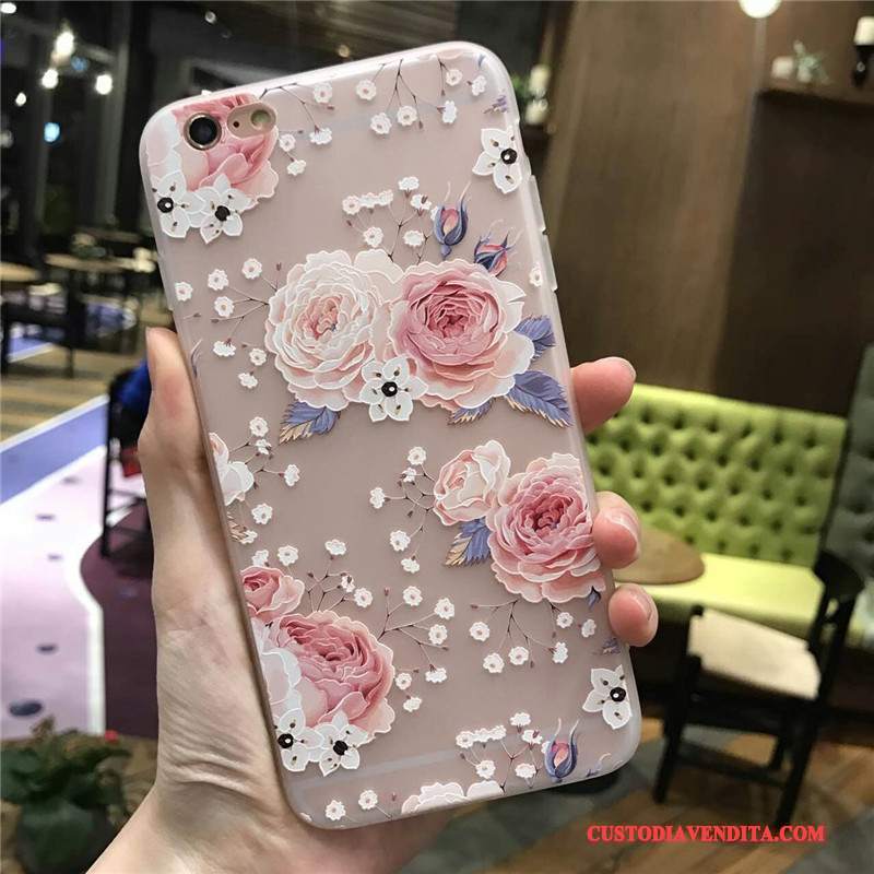 Custodia iPhone 6/6s Silicone Rosatelefono, Cover iPhone 6/6s Protezione Fiori Blu