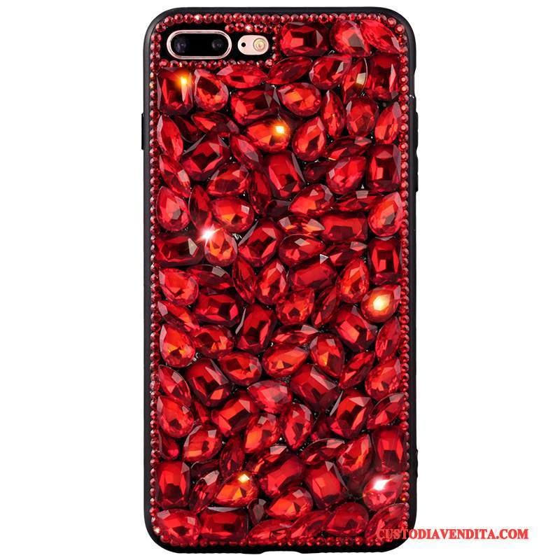 Custodia iPhone 6/6s Strass Europa Rosso, Cover iPhone 6/6s Silicone Tendenza Elegante