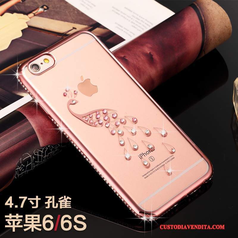 Custodia iPhone 6/6s Strass Lusso Morbido, Cover iPhone 6/6s Silicone Marchio Di Tendenza Ornamenti Appesi