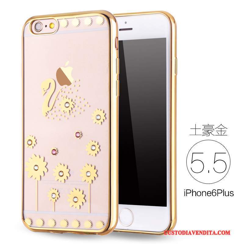 Custodia iPhone 6/6s Strass Morbido Sottile, Cover iPhone 6/6s Silicone Rosa Lusso