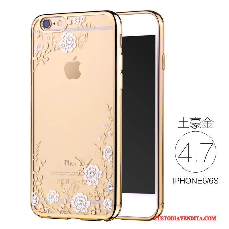 Custodia iPhone 6/6s Strass Morbido Sottile, Cover iPhone 6/6s Silicone Rosa Lusso