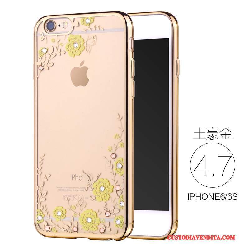 Custodia iPhone 6/6s Strass Morbido Sottile, Cover iPhone 6/6s Silicone Rosa Lusso