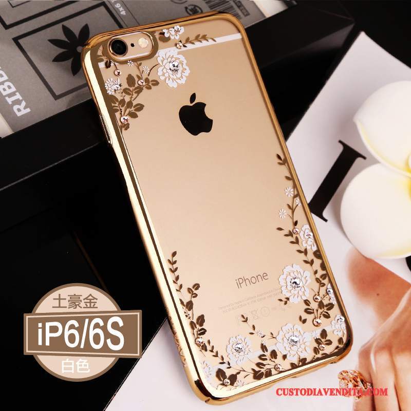 Custodia iPhone 6/6s Strass Orotelefono, Cover iPhone 6/6s Trasparente Nuovo