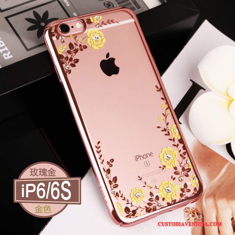 Custodia iPhone 6/6s Strass Orotelefono, Cover iPhone 6/6s Trasparente Nuovo