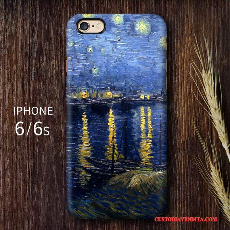 Custodia iPhone 6/6s Vintage Arte Difficile, Cover iPhone 6/6s Protezione Telefono Blu