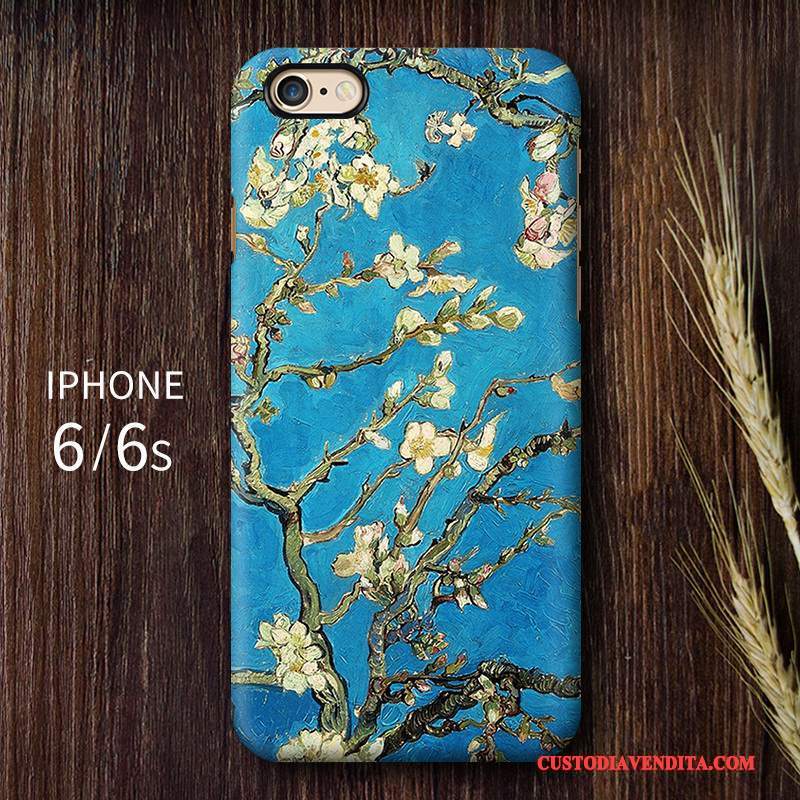 Custodia iPhone 6/6s Vintage Arte Difficile, Cover iPhone 6/6s Protezione Telefono Blu