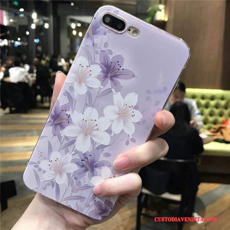 Custodia iPhone 6/6s Vintage Morbido Porpora, Cover iPhone 6/6s Silicone Anti-caduta Fiori