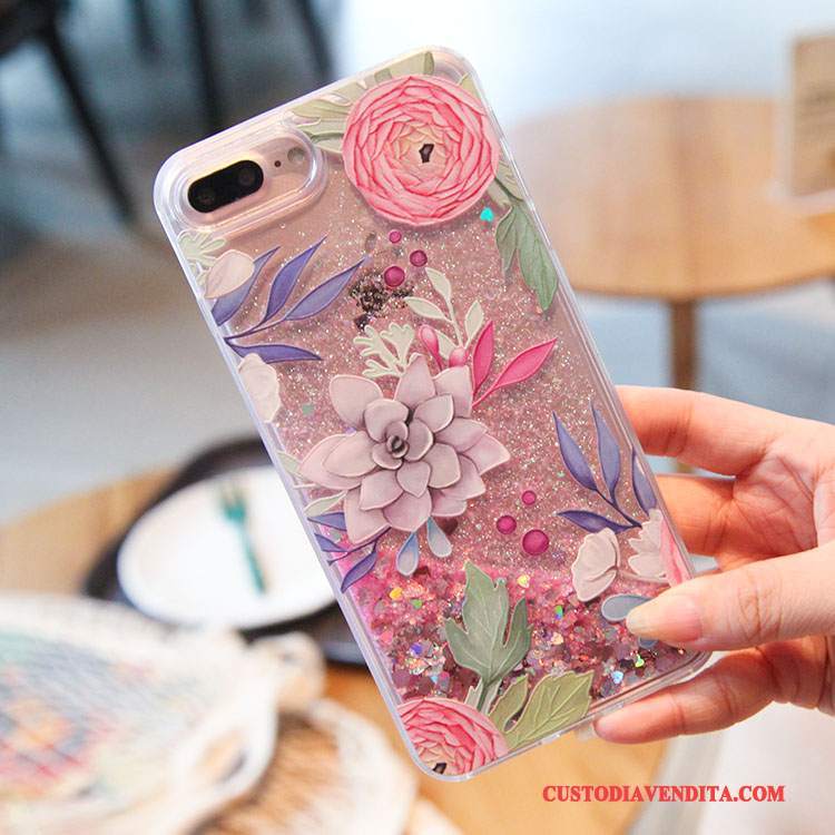 Custodia iPhone 7 Colore Rosa Fiori, Cover iPhone 7 Uccellotelefono