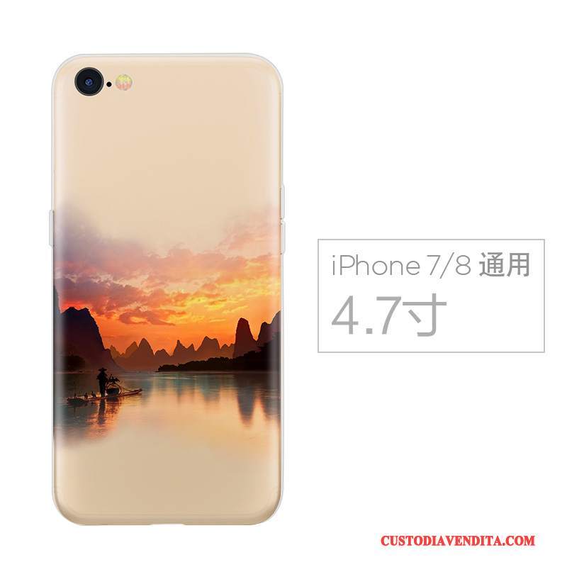 Custodia iPhone 7 Creativo Di Personalità Anti-caduta, Cover iPhone 7 Silicone Telefono Stile Cinese