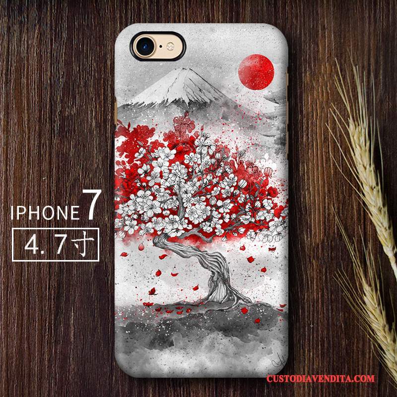 Custodia iPhone 7 Creativo Difficile Macchiati, Cover iPhone 7 Rosso Anti-caduta