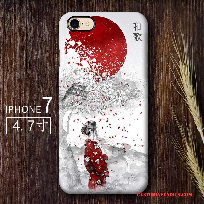 Custodia iPhone 7 Creativo Difficile Macchiati, Cover iPhone 7 Rosso Anti-caduta