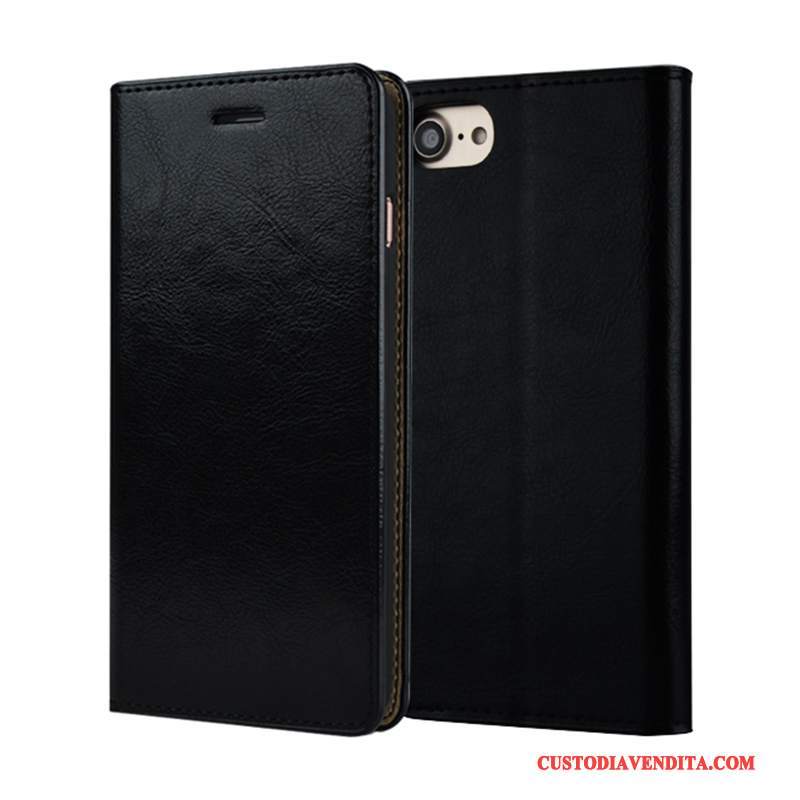 Custodia iPhone 7 Folio Telefono Affari, Cover iPhone 7 Pelle Qualità Arancione