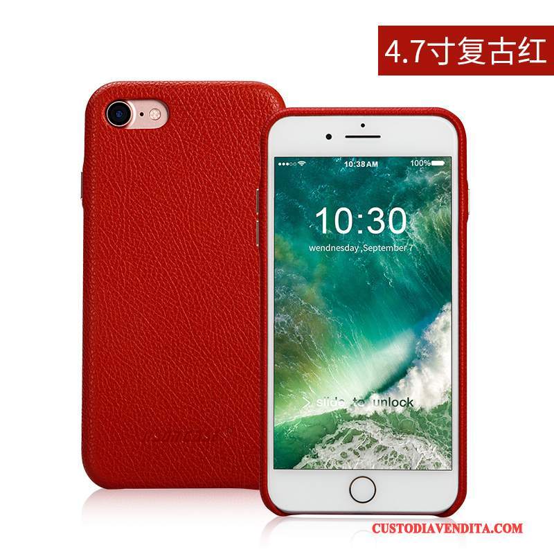 Custodia iPhone 7 Pelle Affari Rosso, Cover iPhone 7 Protezione Tendenzatelefono