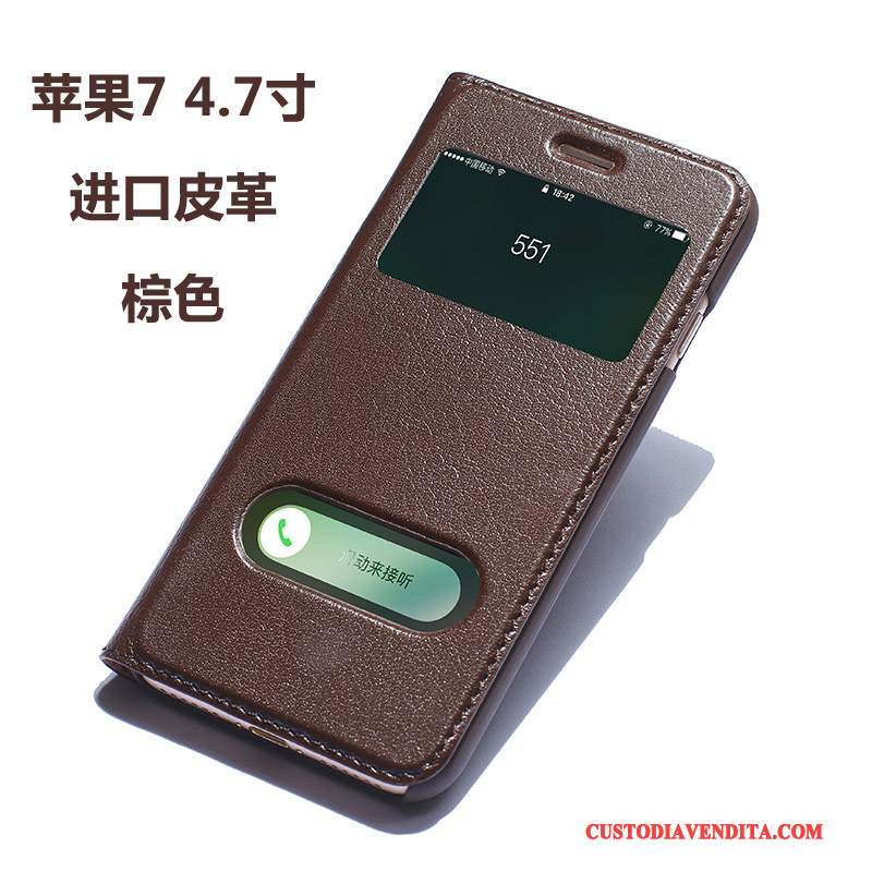 Custodia iPhone 7 Pelle Anti-caduta Mucca, Cover iPhone 7 Protezione Nerotelefono