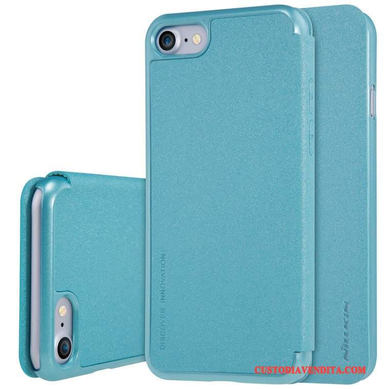 Custodia iPhone 7 Pelle Oro Blu, Cover iPhone 7 Protezione Telefono