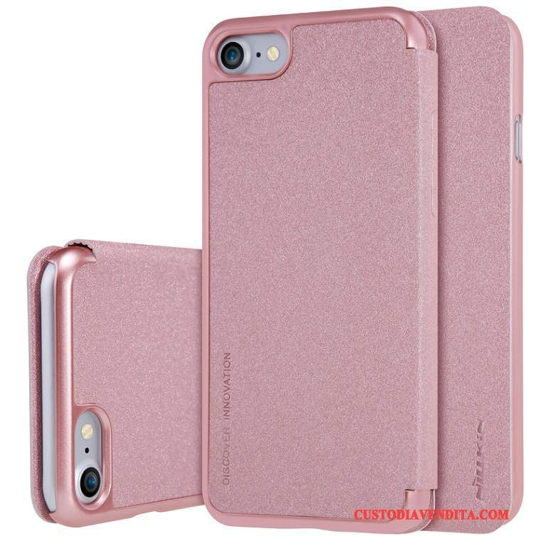 Custodia iPhone 7 Pelle Oro Blu, Cover iPhone 7 Protezione Telefono