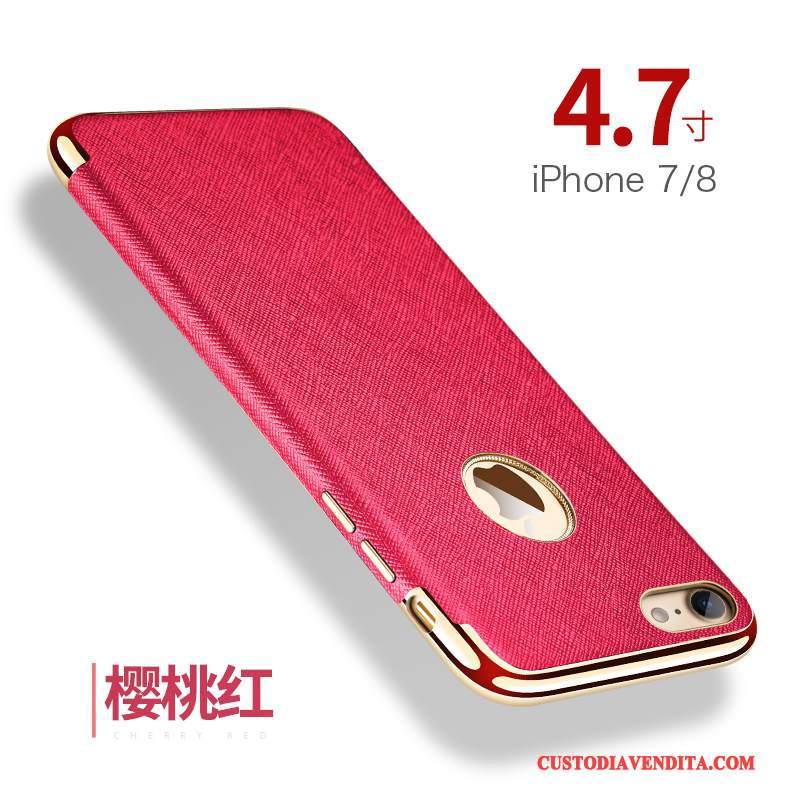 Custodia iPhone 7 Pelle Rosa Anti-caduta, Cover iPhone 7 Protezione Magnetico Morbido